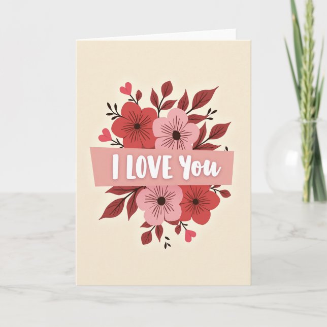 Cartão de Romance Floral Eu Te Amo (Frente)