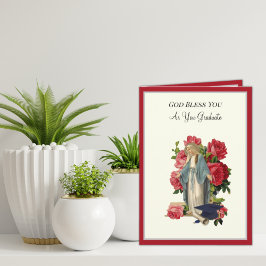 Cartão de Rosa Virgem Maria para Graduação Católic