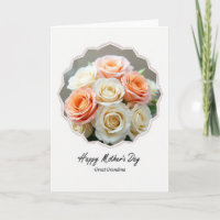 Cartão de Rosas com Moldura Floral Listrada