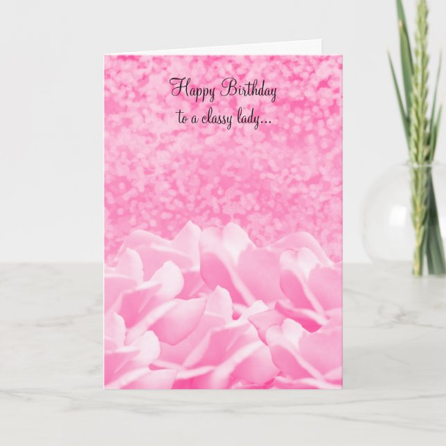 Cartão de Rosas Cor-de-Rosa para uma Senhora Elega (Frente)