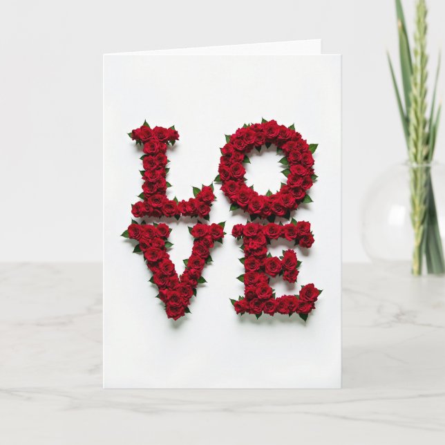 Cartão de Rosas de Amor Simples (Frente)