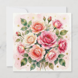 Cartão de Rosas em Aquarela.