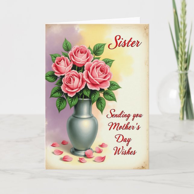 Cartão de Rosas Florais com Bolinhas (Frente)
