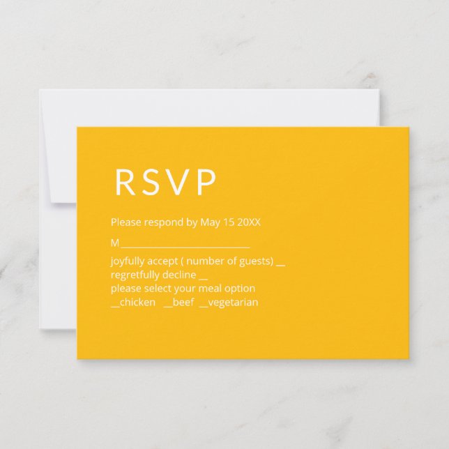 Cartão de RSVP Amarelo Minimalista (Frente)