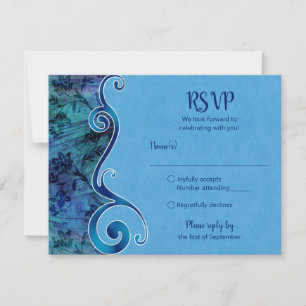 Cartão de RSVP Azul Aqua Personalizável