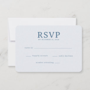 Cartão de RSVP Azul Cinza Sofisticado