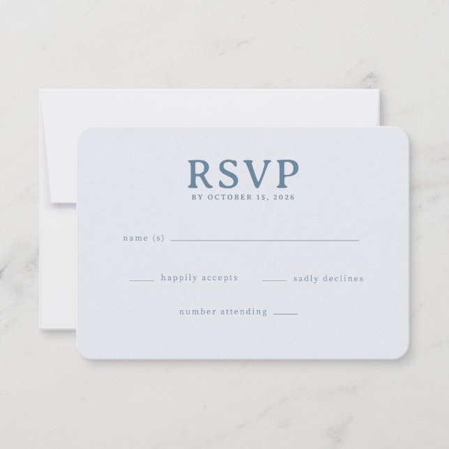 Cartão de RSVP Azul Cinza Sofisticado (Frente)