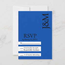 Cartão de RSVP azul cobalto minimalista