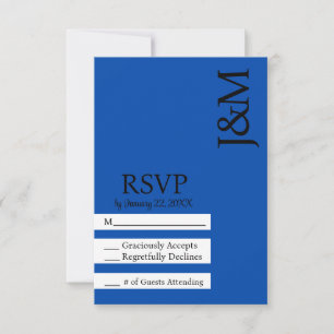 Cartão de RSVP azul cobalto minimalista