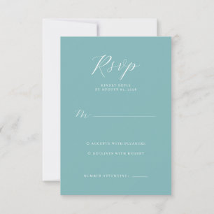 Cartão de RSVP Azul Elegante