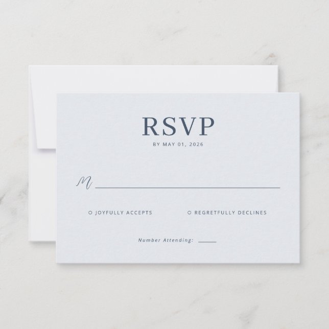Cartão de RSVP Azul Elegante (Frente)