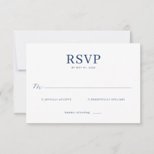 Cartão de RSVP Azul Elegante