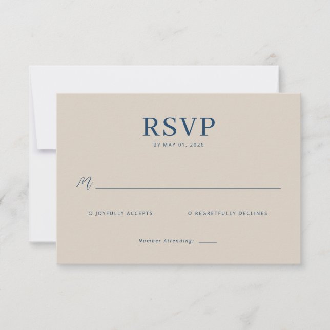 Cartão de RSVP Azul Elegante (Frente)