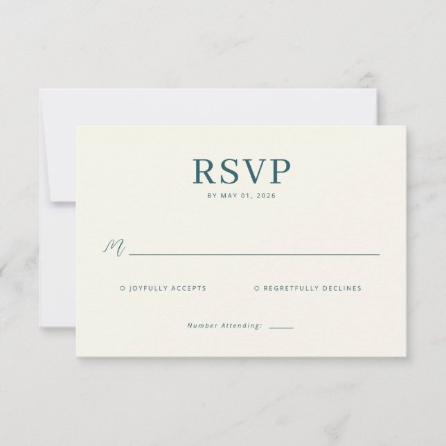 Cartão de RSVP Azul-Elegante (Frente)