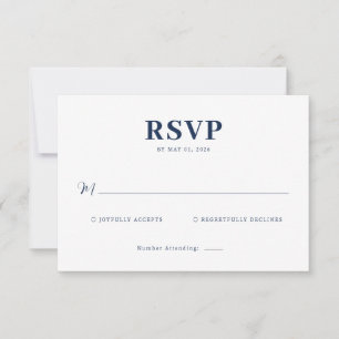 Cartão de RSVP Azul Elegante