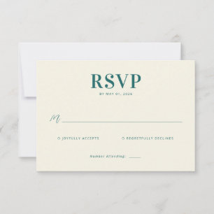 Cartão de RSVP Azul-Elegante