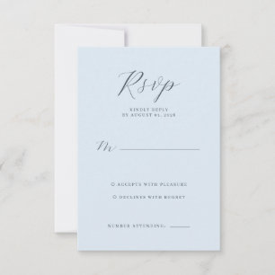 Cartão de RSVP Azul Elegante