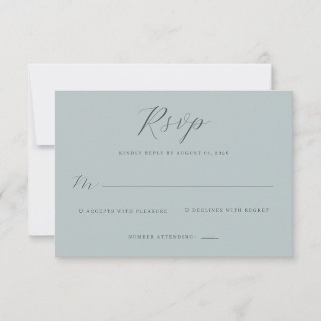 Cartão de RSVP Azul Elegante (Frente)