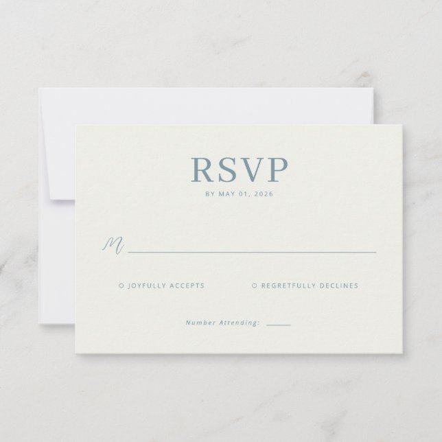 Cartão de RSVP Azul Elegante (Frente)