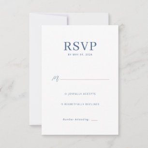 Cartão de RSVP Azul Elegante