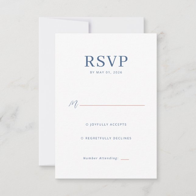 Cartão de RSVP Azul Elegante (Frente)
