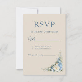 Cartão de RSVP Azul Europeu Empoeirado