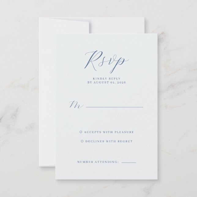 Cartão de RSVP Azul Marinho Elegante (Frente)
