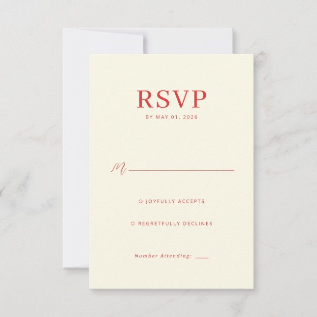 Cartão de RSVP Bege Elegante (Frente)