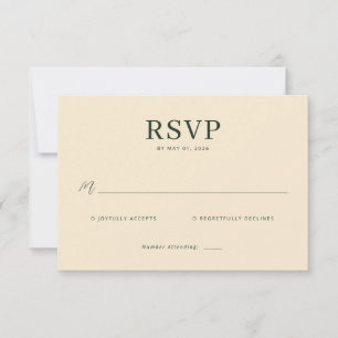 Cartão de RSVP Bege Elegante