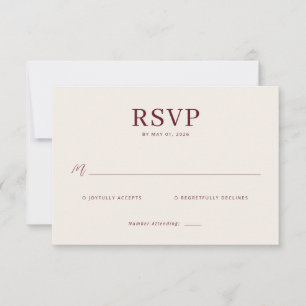 Cartão de RSVP Bege Elegante