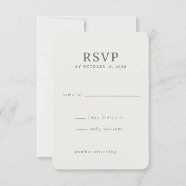 Cartão de RSVP Bege Elegante (Frente)