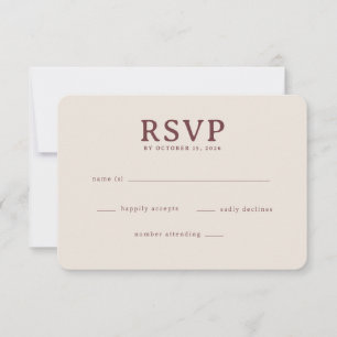 Cartão de RSVP Bege Elegante
