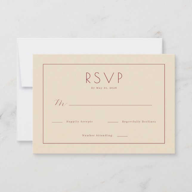 Cartão de RSVP Bege Elegante (Frente)