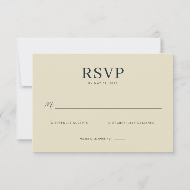 Cartão de RSVP Bege Elegante (Frente)