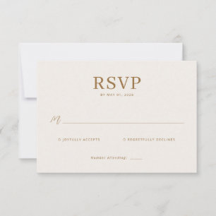 Cartão de RSVP Bege Sofisticado