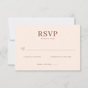 Cartão de RSVP Bege Sofisticado