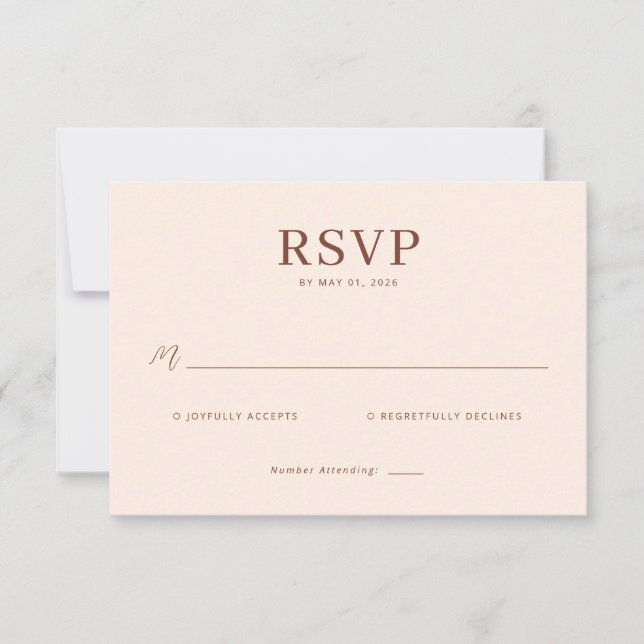 Cartão de RSVP Bege Sofisticado (Frente)