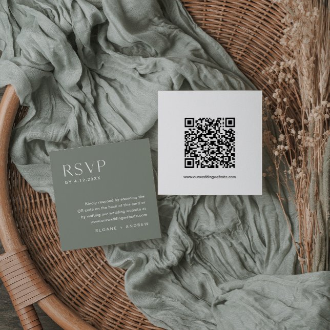 Cartão de RSVP Bohemian SAGE, Insert de Código QR (Criador carregado)