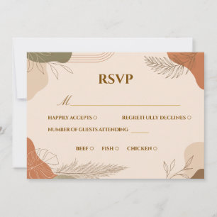 Cartão de RSVP Boho em Terracota Terrosa e Verde S