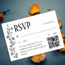 Cartão de RSVP Botânico Minimalista  Arte Linear d