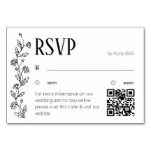 Cartão de RSVP Botânico Minimalista  Arte Linear d