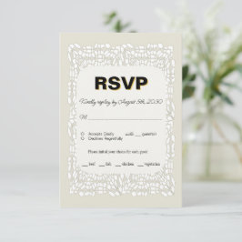 Cartão de RSVP branco elegante personalizado para