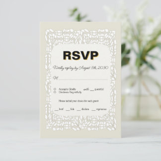 Cartão de RSVP branco elegante personalizado para 