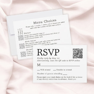 Cartão de RSVP Branco Simples e Elegante Com Escol