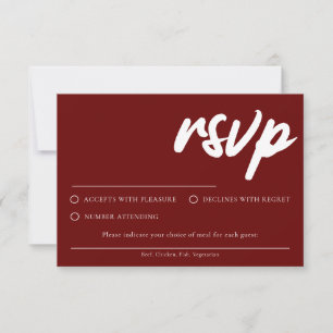 Cartão de RSVP Burgundy Simples Moderno Com Escolh