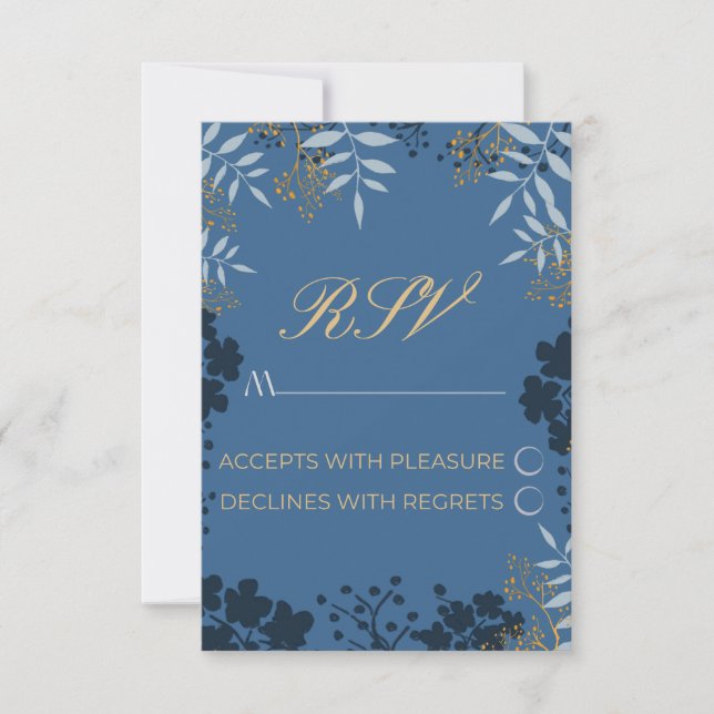 Cartão de RSVP Casamento Folhas Elegantes (Frente)