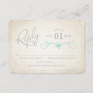 Cartão de RSVP, Casamento na Praia Starfish
