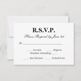 Cartão de RSVP Chic para um Casamento Preto e Bran