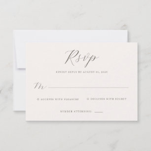 Cartão de RSVP Cinza Elegante