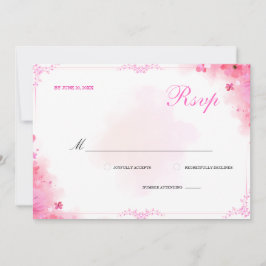 Cartão de RSVP Clássico de Aquarela Floral Rosa El